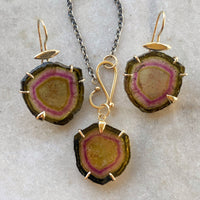 Custom Multicolor Tourmaline Earrings and Pendant
